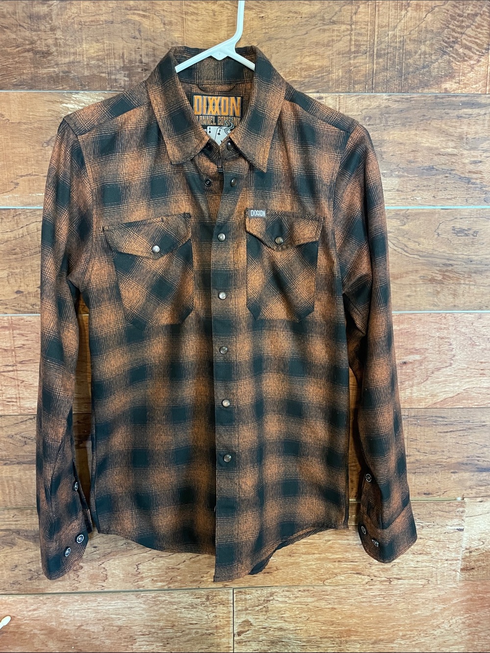 DIXXON Orange & Black Plaid Snap-Front Shirt